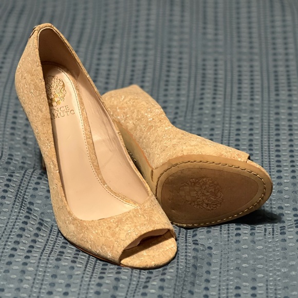 Vince Camuto Light Cork Open Toe Heels - Picture 2 of 8
